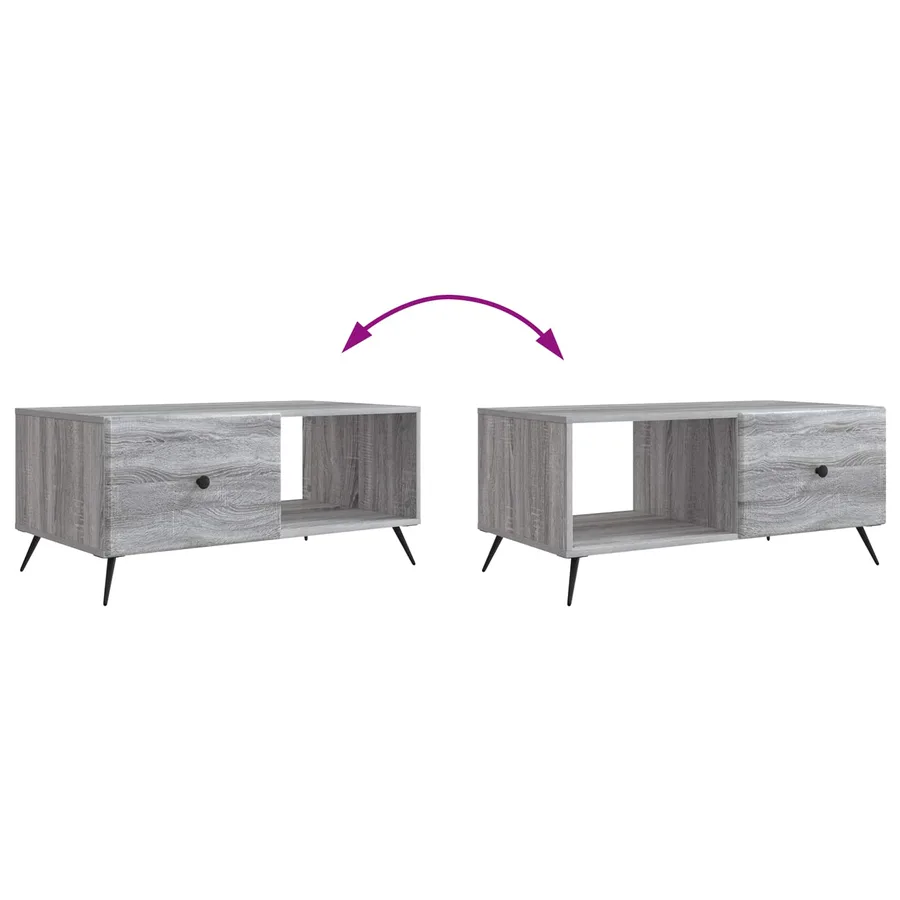 Table basse Sonoma gris 90 x 50 x 40 cm Bois d'ingénierie - 8