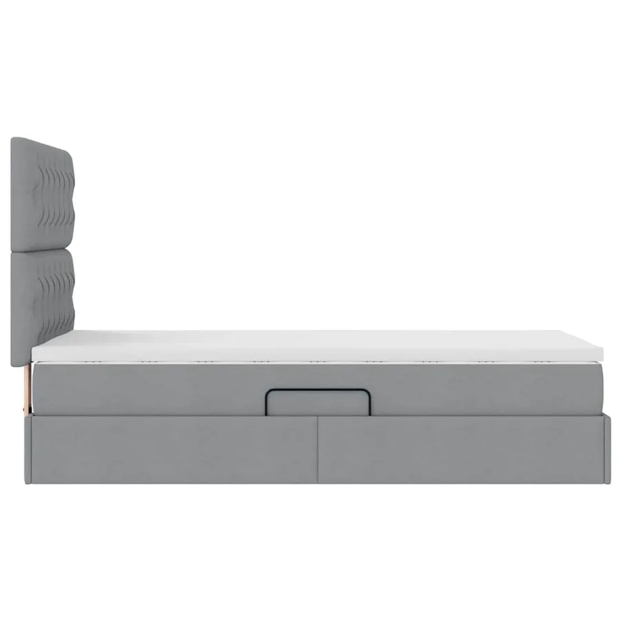 Lit avec rangement et matelas Gris clair 90 x 200 cm tissu - 10