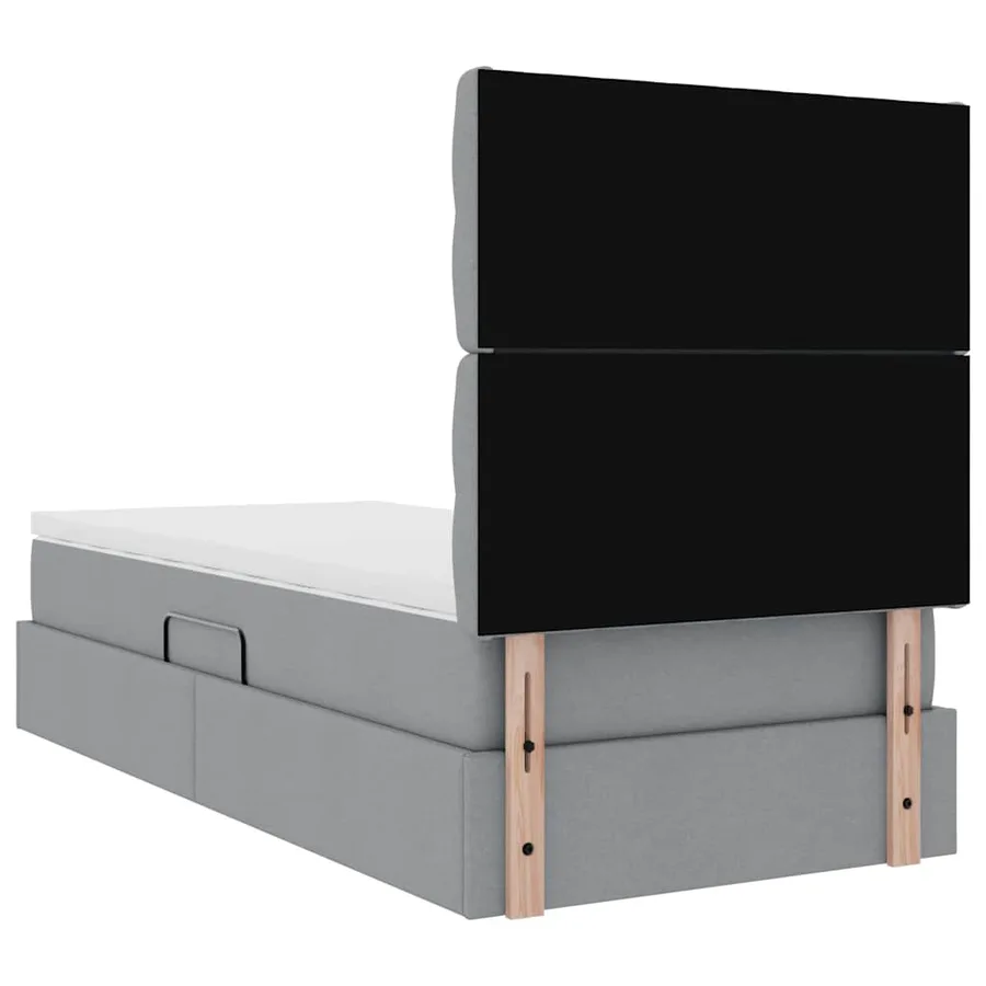 Lit avec rangement et matelas Gris clair 90 x 200 cm tissu - 11