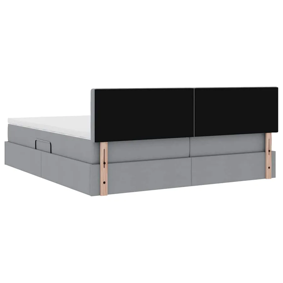 Lit de Rangement Gris clair 180 x 200 cm Cuir synthétique - 12