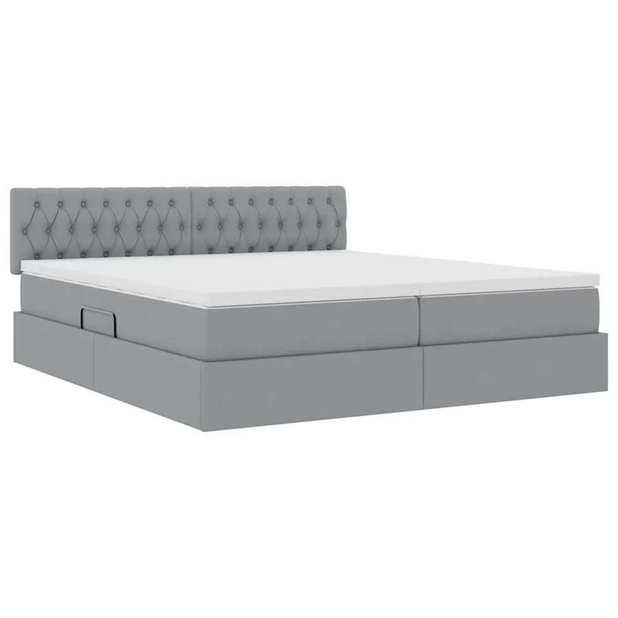 Lit de Rangement Gris clair 180 x 200 cm Cuir synthétique - 5