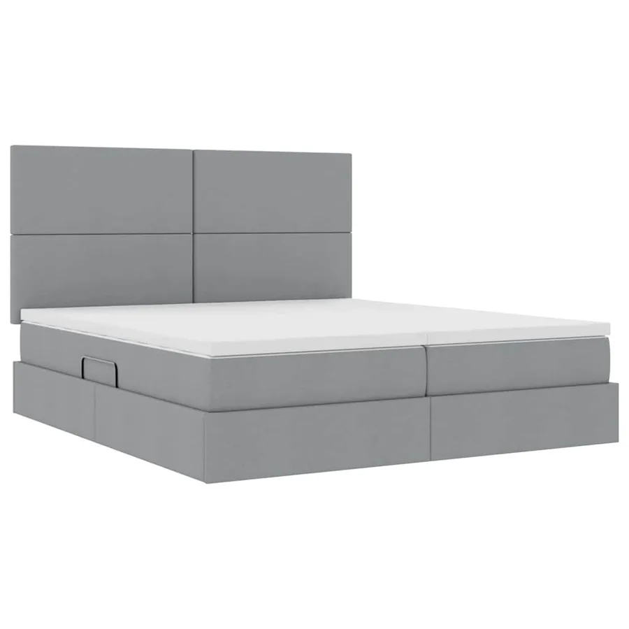 Lit de Rangement avec tête de lit Gris clair 180 x 200 cm Tissu - 5