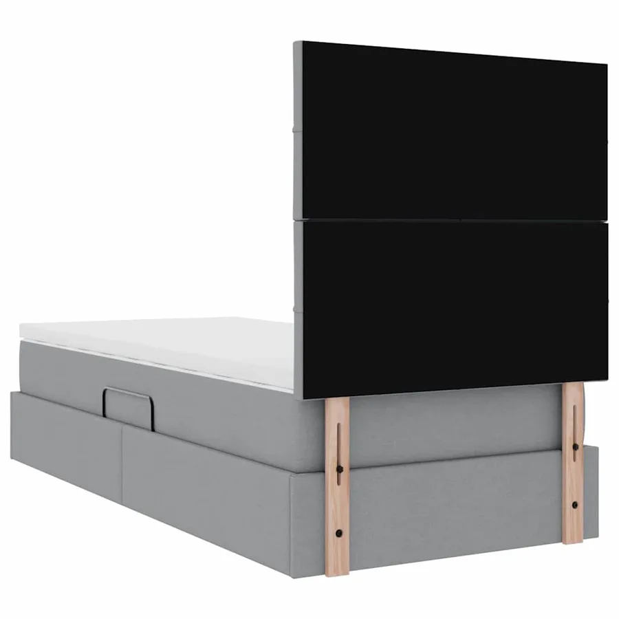 Lit de rangement LED avec matelas Gris clair 90 x 200 cm Tissu - 12