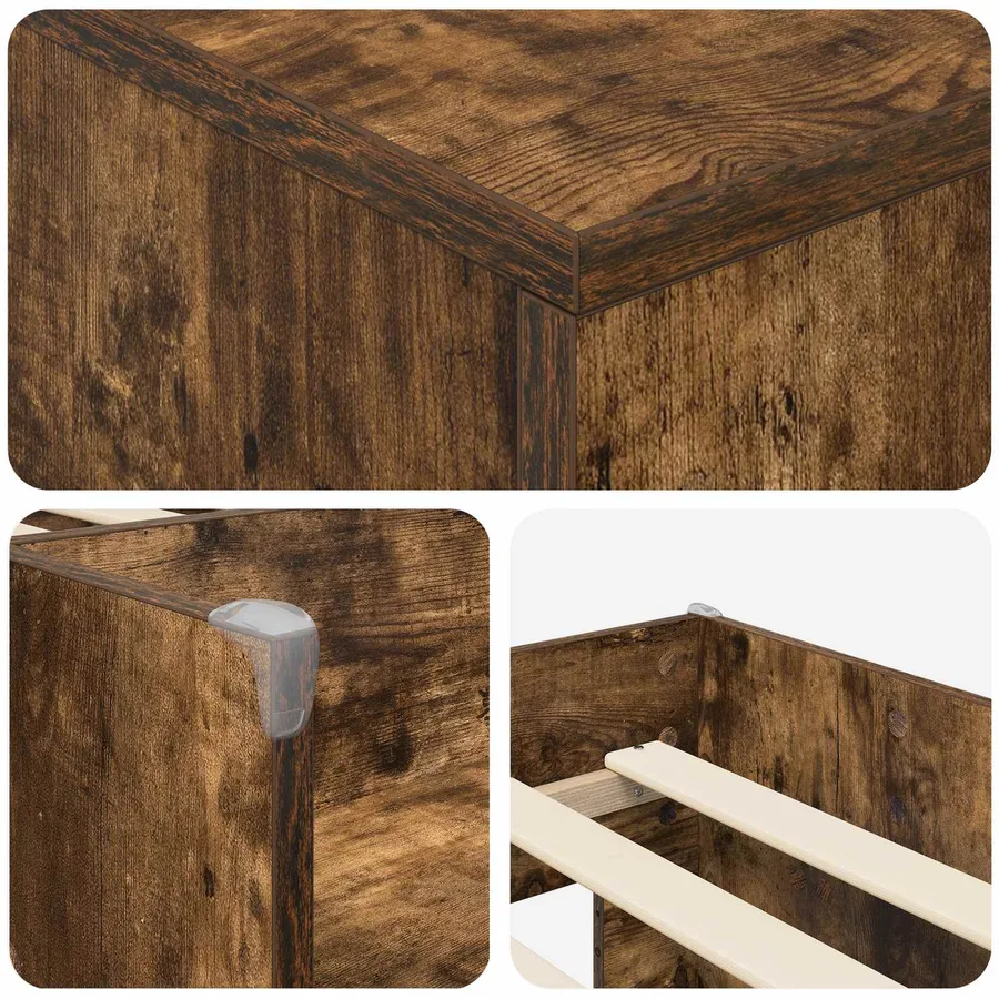 Cadre de lit en loft avec armoire avec stockage 3 pc Chêne fumé - 6