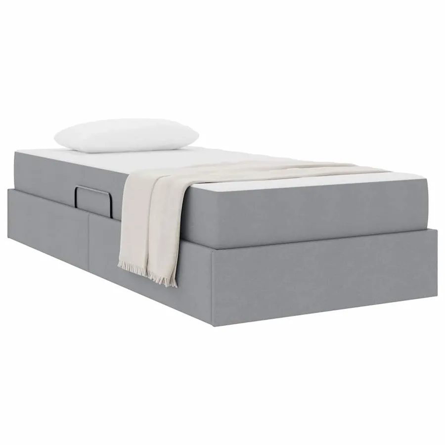 Lit avec rangement et matelas Gris clair 90 x 200 cm Polyester - 3