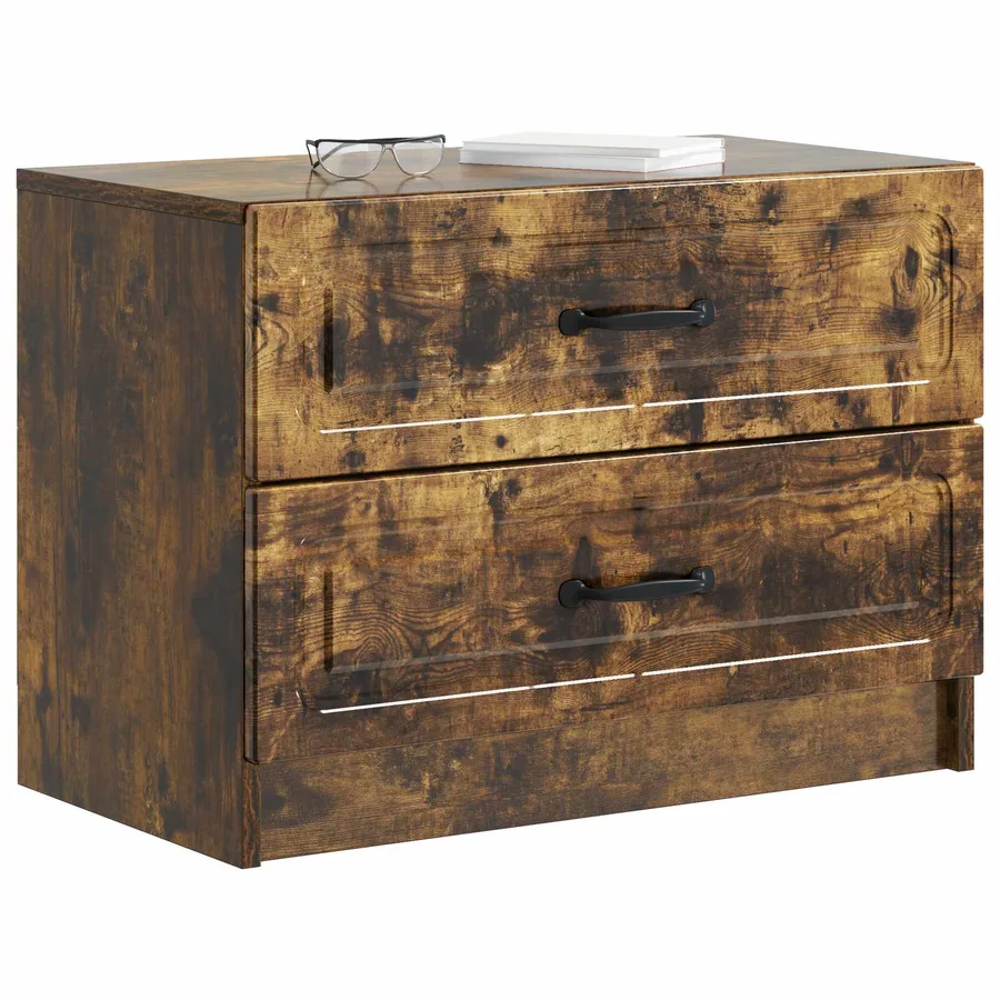 Cabinet de chevet avec tiroir Chêne fumé 62 x 34,5 x 44,5 cm - 3