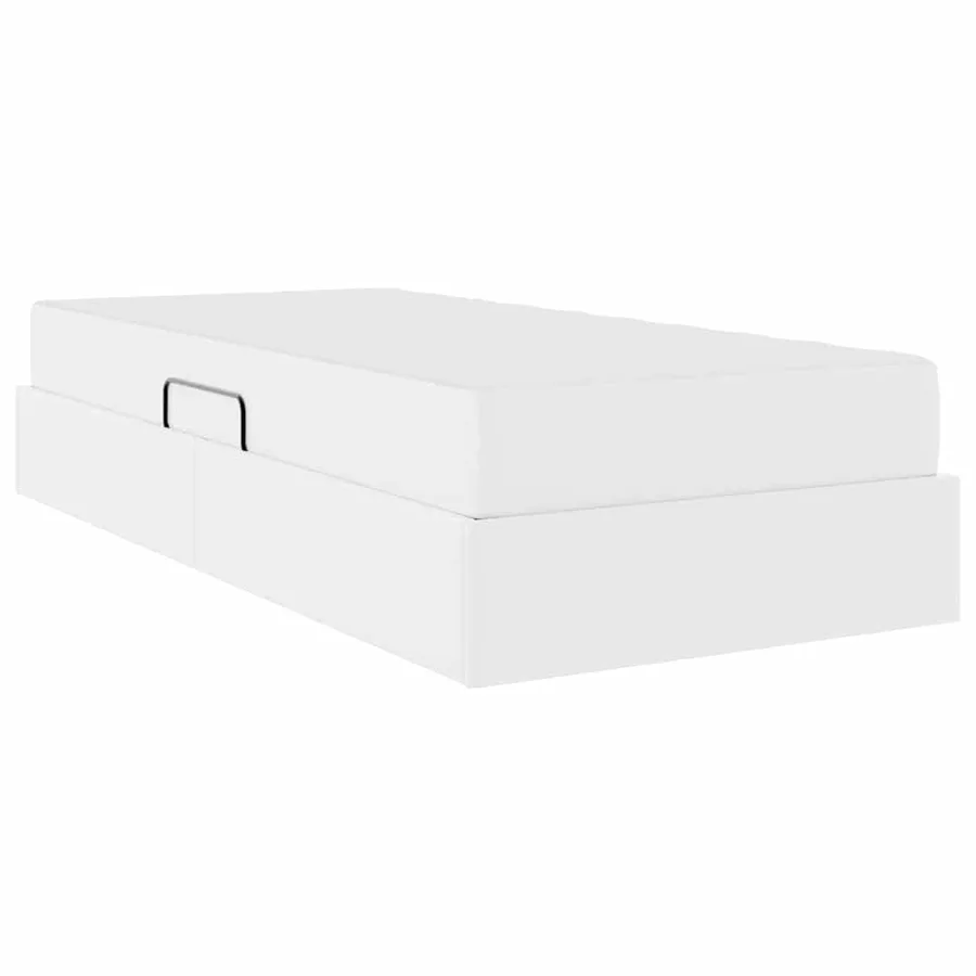 Lit avec rangement et matelas avec matelas 2 pcs Blanc Cuir - 5