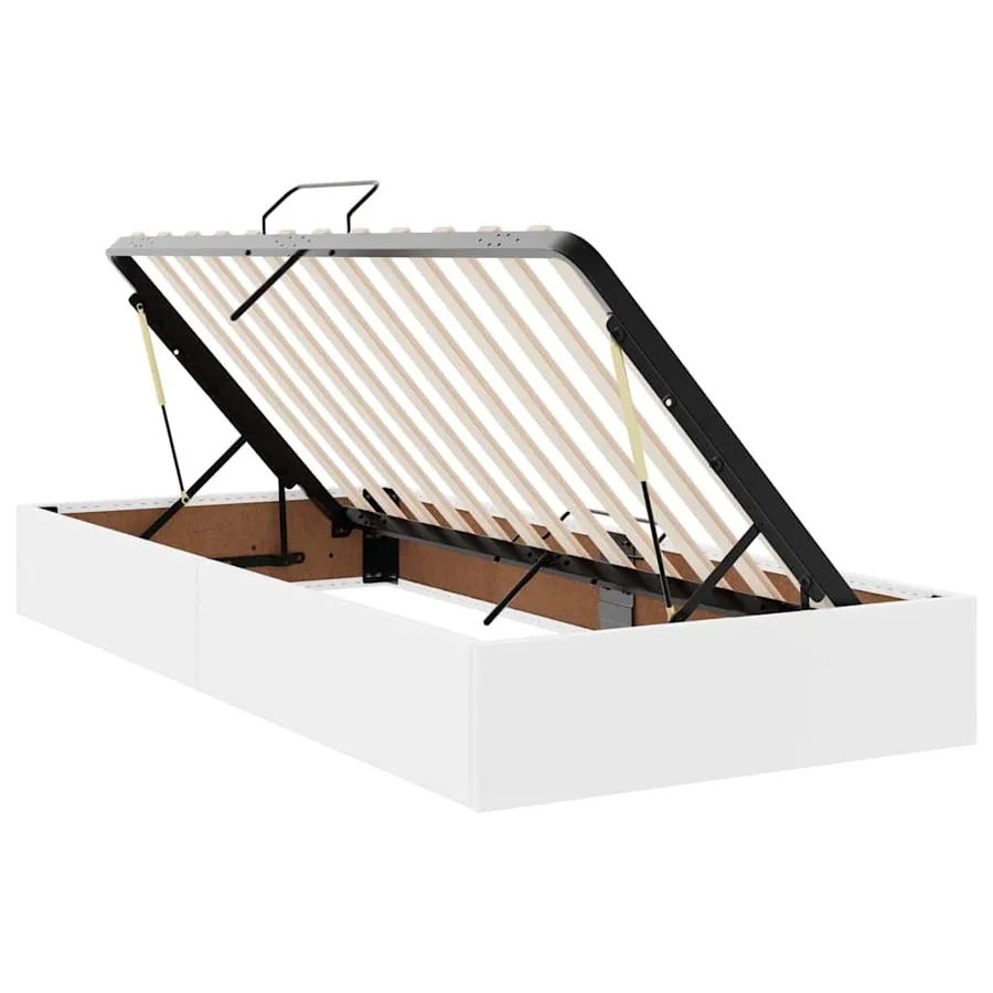 Lit avec rangement et matelas avec matelas 2 pcs Blanc Cuir - 6
