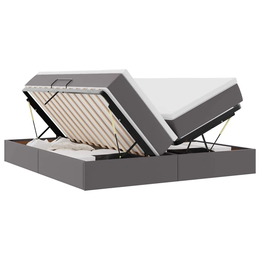 Lit avec rangement et matelas avec matelas Gris 180 x 200 cm - 2