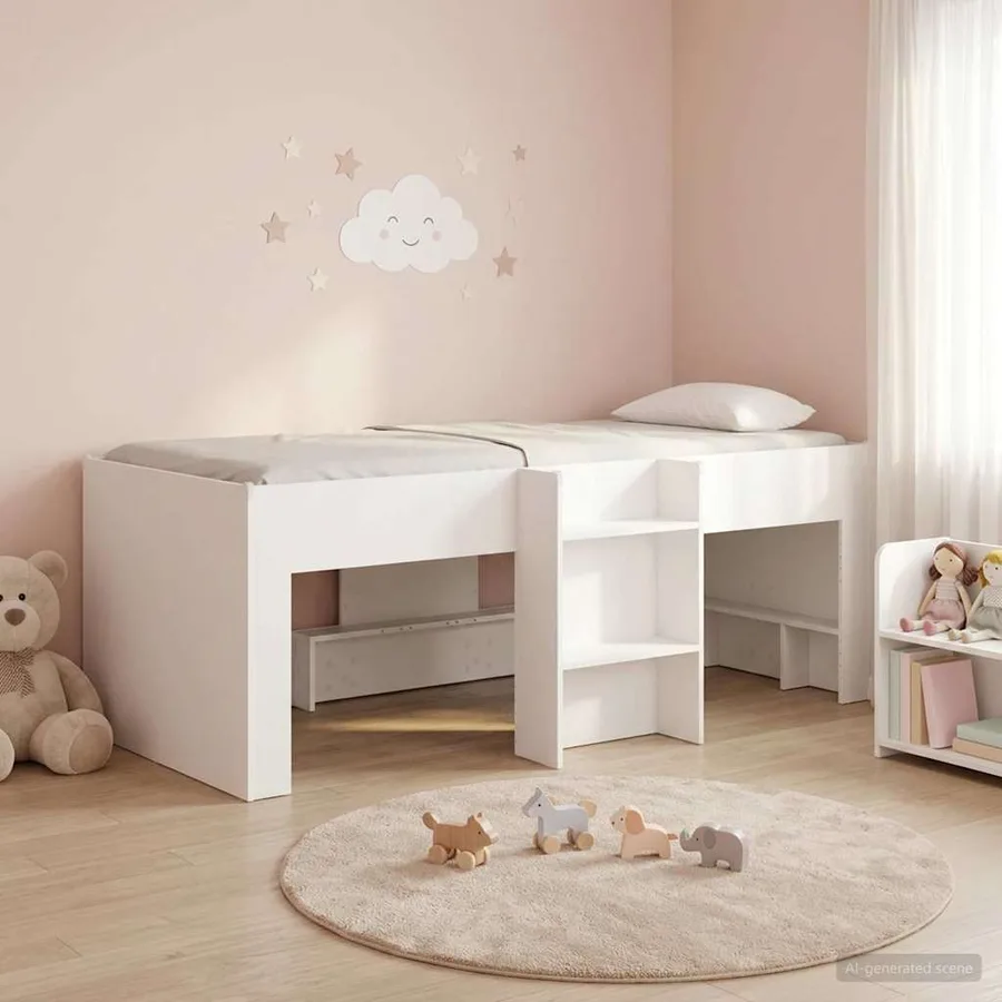 Cadre de Lit Élevé pour Enfants Blanc 75 x 190 cm - 3