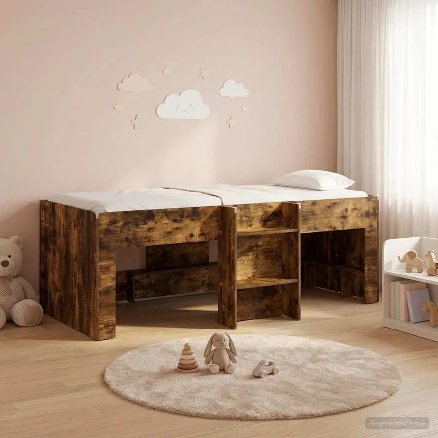 Cadre de Lit Élevé pour Enfants Chêne fumé 75 x 190 cm - 3