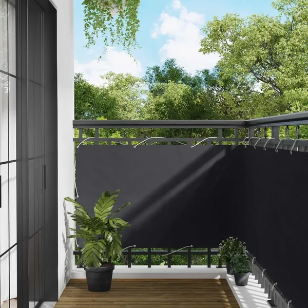 Écran de balcon Noir 100 x 400 cm Tissu Oxford