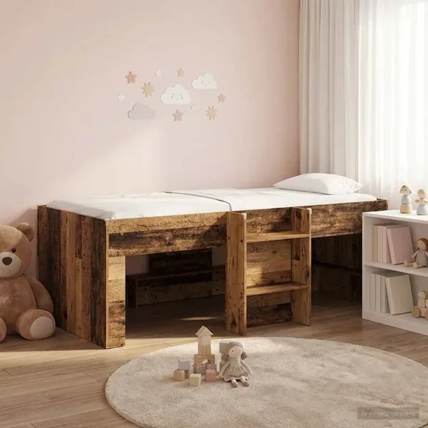 Cadre de Lit Élevé pour Enfants Bois ancien 75 x 190 cm