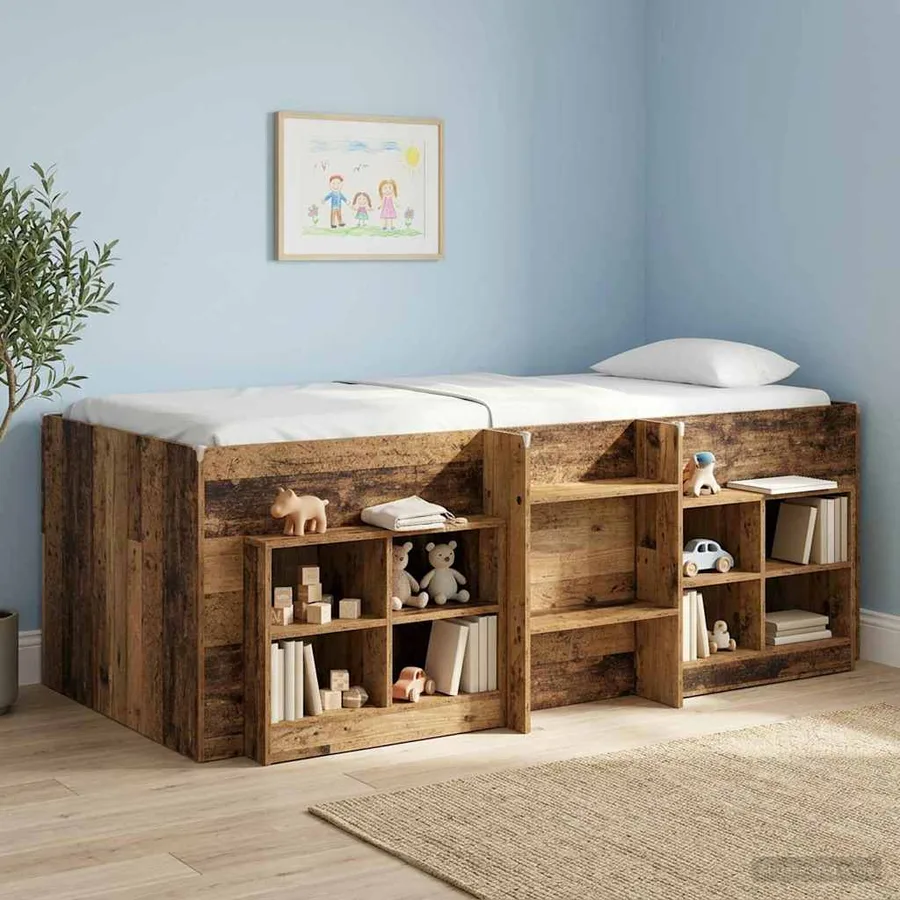 Cadre de Lit Élevé pour Enfants Bois ancien 75 x 190 cm - 3