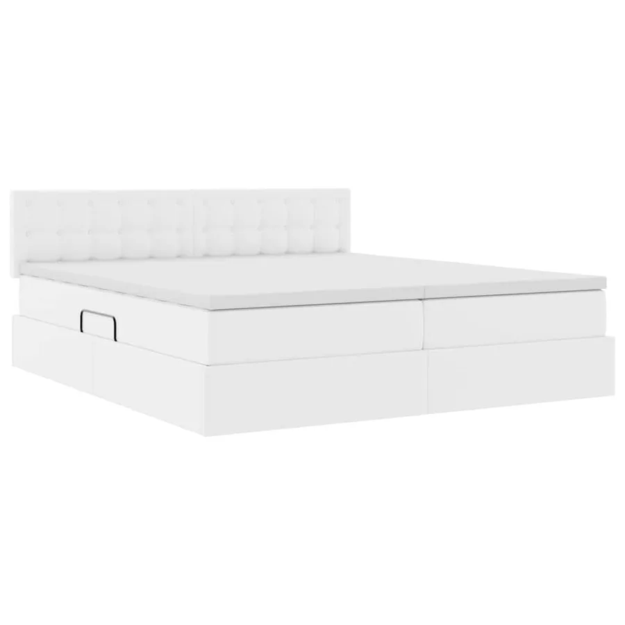 Lit avec rangement et LED avec matelas Blanc pur 200 x 200 cm - 6