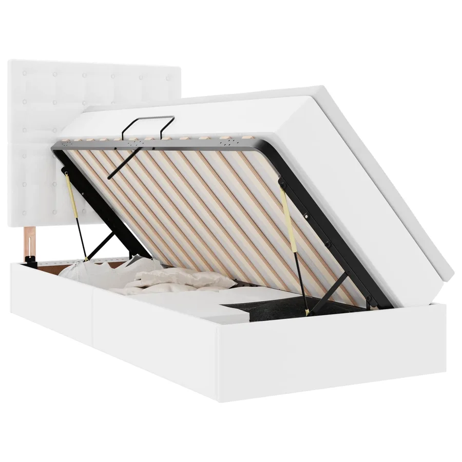Lit de Rangement Blanc pur 100 x 200 cm Cuir synthétique - 2
