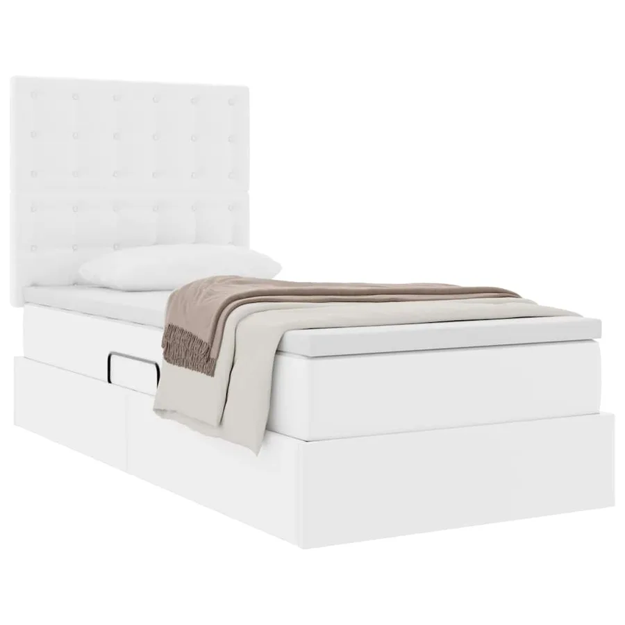 Lit de Rangement Blanc pur 100 x 200 cm Cuir synthétique - 3