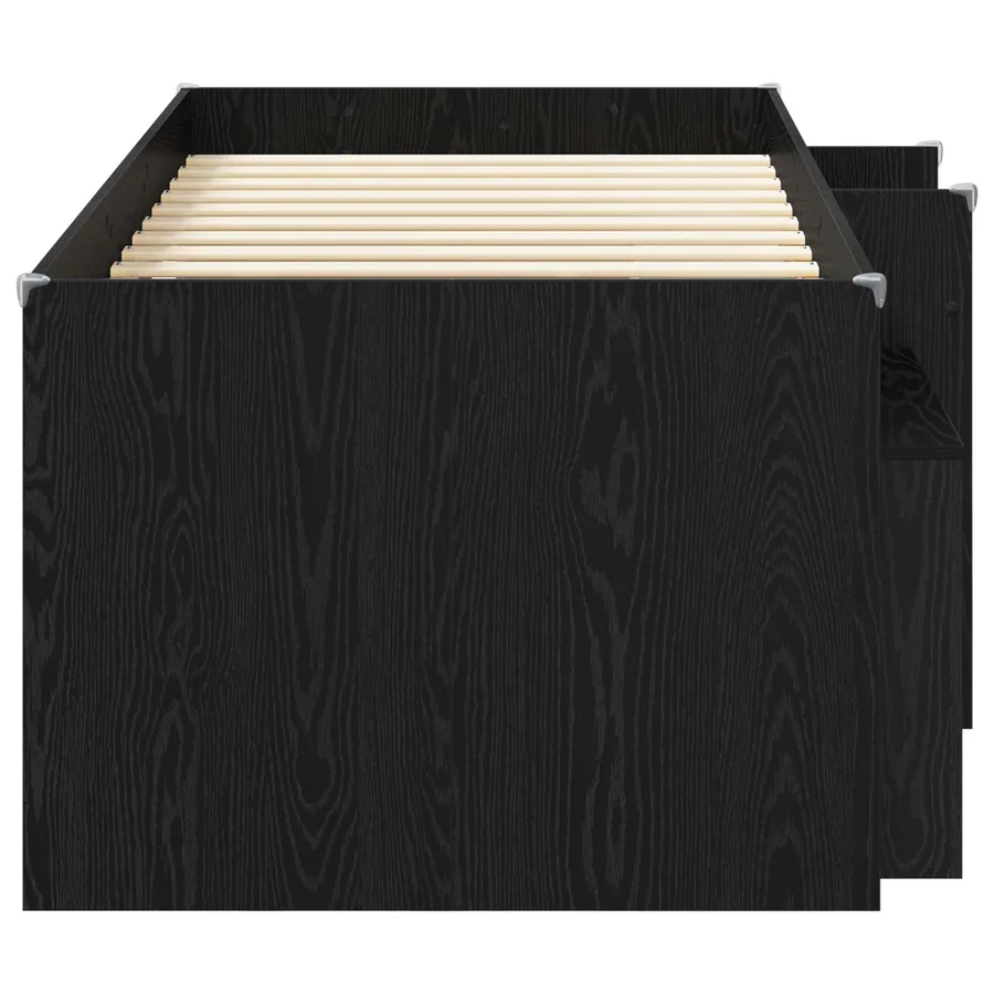 Cadre de lit en loft avec armoire avec étagère 3 pc Chêne noir - 4