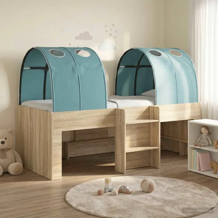 Lit avec Tunnel 3 pc Sonoma et Bleu Clair Bois d'ingénierie