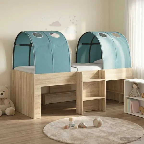 Lit avec Tunnel 3 pc Sonoma et Bleu Clair Bois d'ingénierie