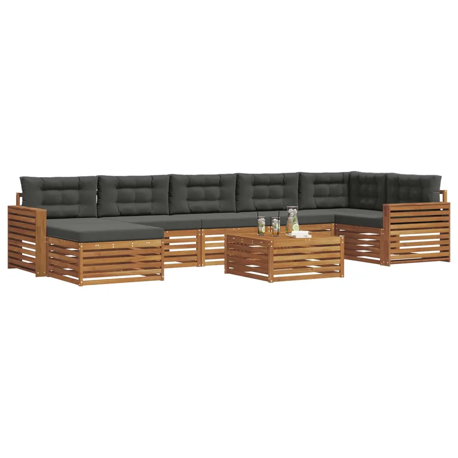 Ensemble de canapés d'extérieur 8 pcs Naturel et Anthracite - 3