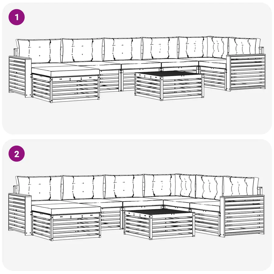 Ensemble de canapés d'extérieur 8 pcs Naturel et Anthracite - 9