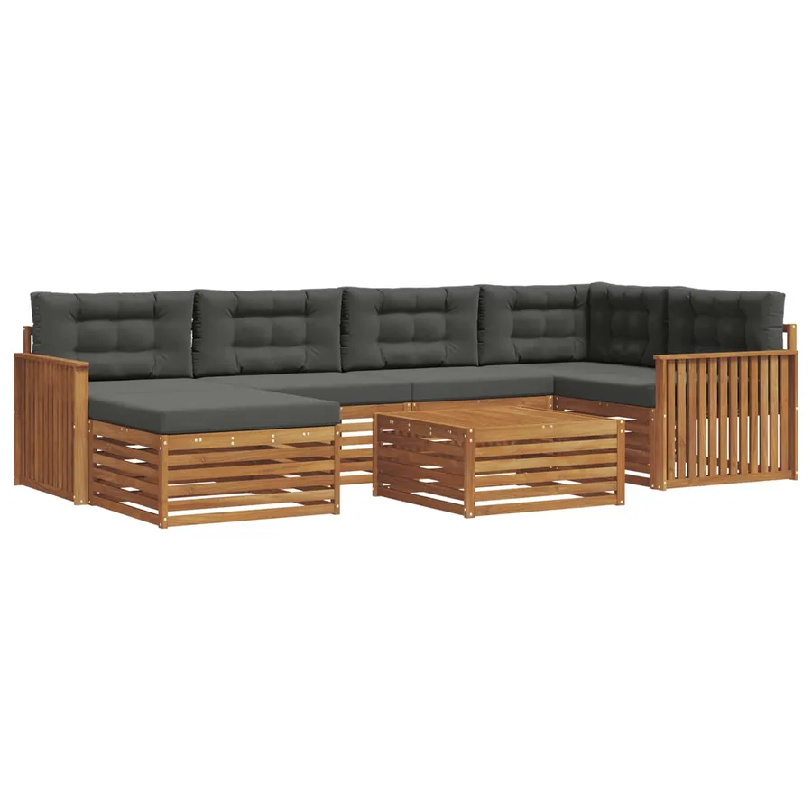 Ensemble de canapés d'extérieur 7 pcs Naturel et Anthracite - 2