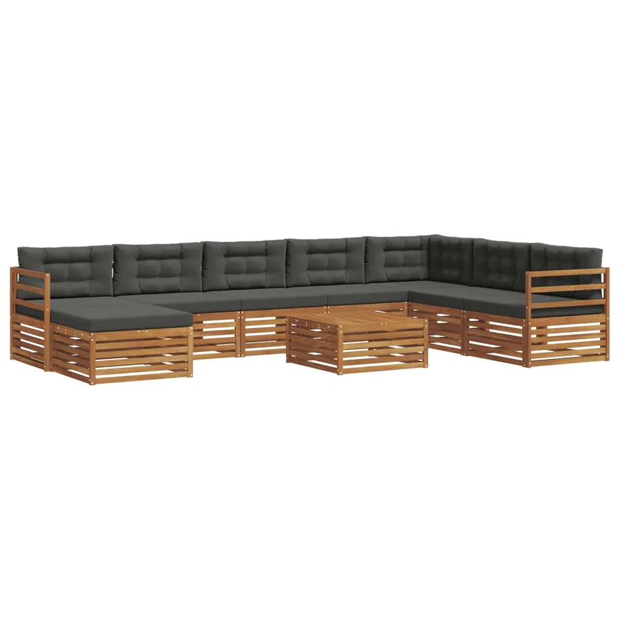 Ensemble de canapés d'extérieur 9 pcs Naturel et Anthracite - 2