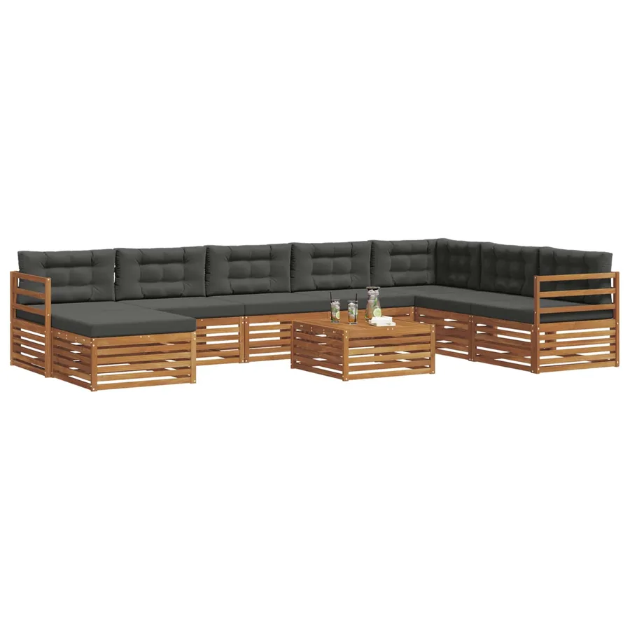 Ensemble de canapés d'extérieur 9 pcs Naturel et Anthracite - 3