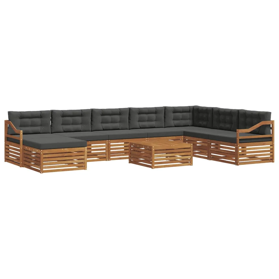 Ensemble de canapés d'extérieur 9 pcs Naturel et Anthracite - 2