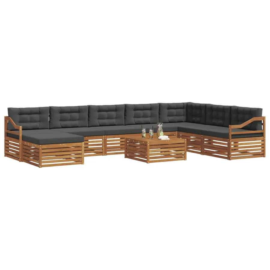 Ensemble de canapés d'extérieur 9 pcs Naturel et Anthracite - 3