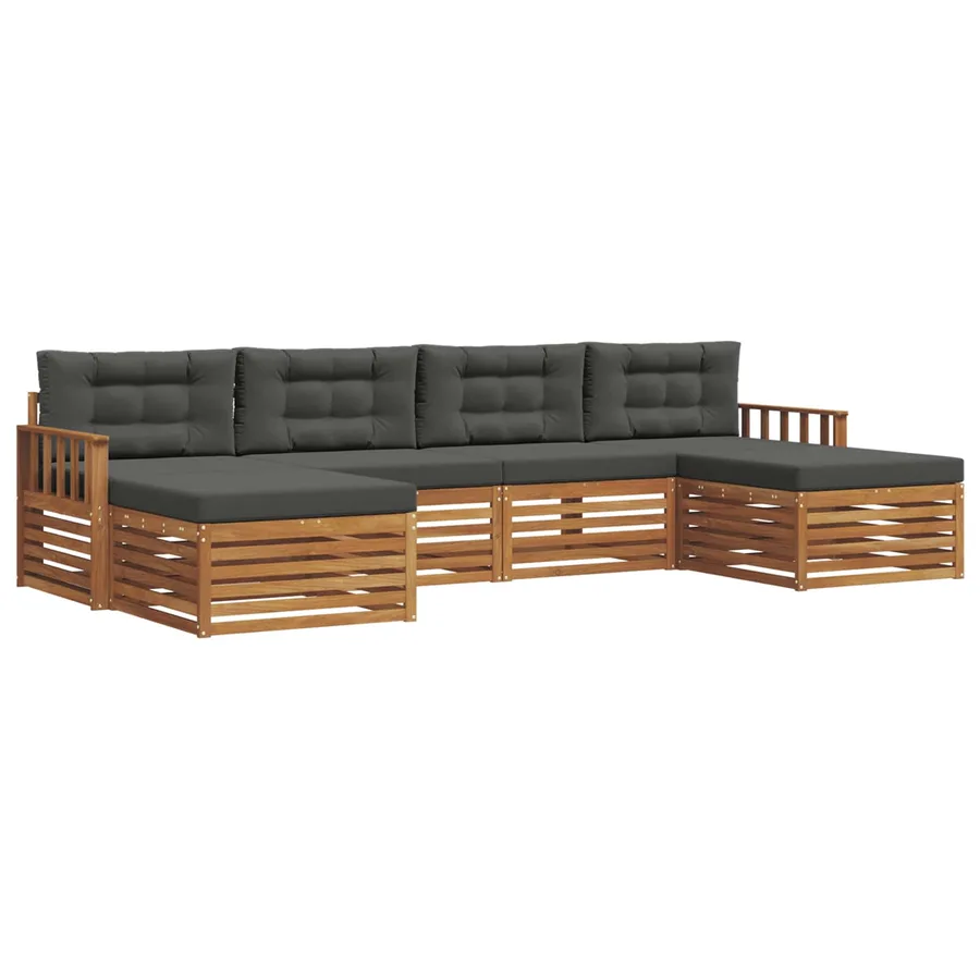 Ensembles de canapés avec coussin 6 pcs Naturel et Anthracite - 2