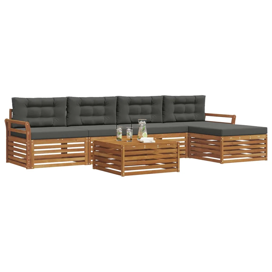 Ensemble de canapés d'extérieur 6 pcs Naturel et Anthracite - 3