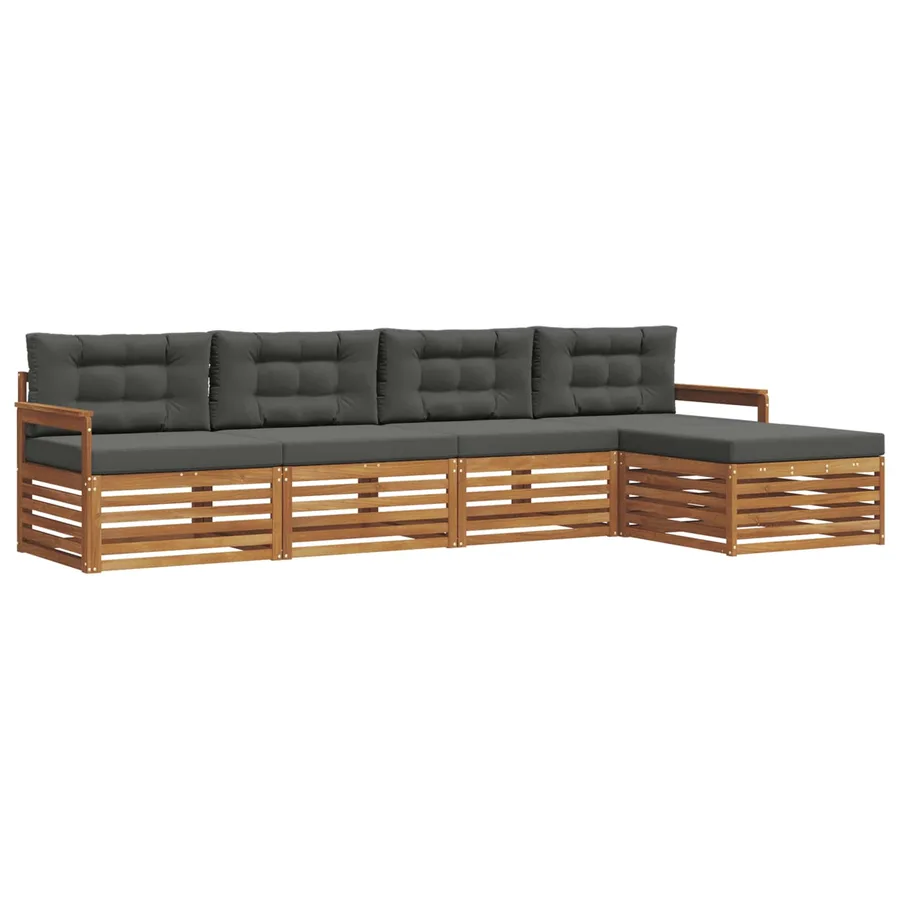 Ensemble de canapés d'extérieur 5 pcs Naturel et Anthracite - 2