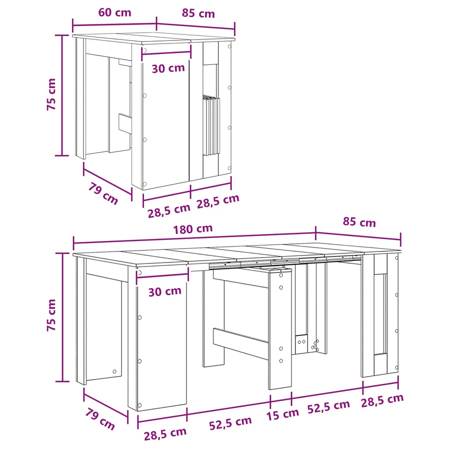 Table à dîner Chêne artisanal 180 x 85 x 75 cm - 12
