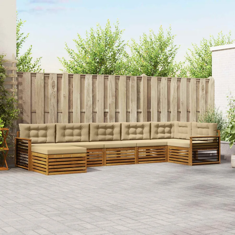Ensemble de canapés d'extérieur 7 pcs Naturel et Beige