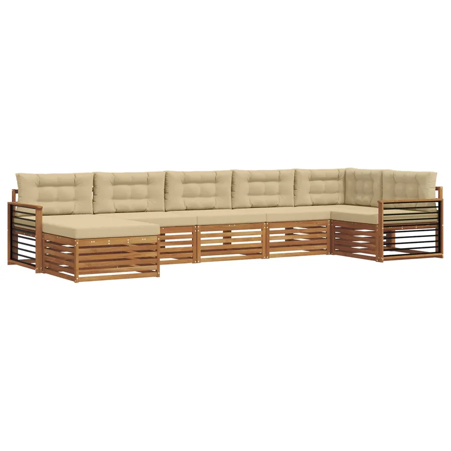 Ensemble de canapés d'extérieur 7 pcs Naturel et Beige - 2