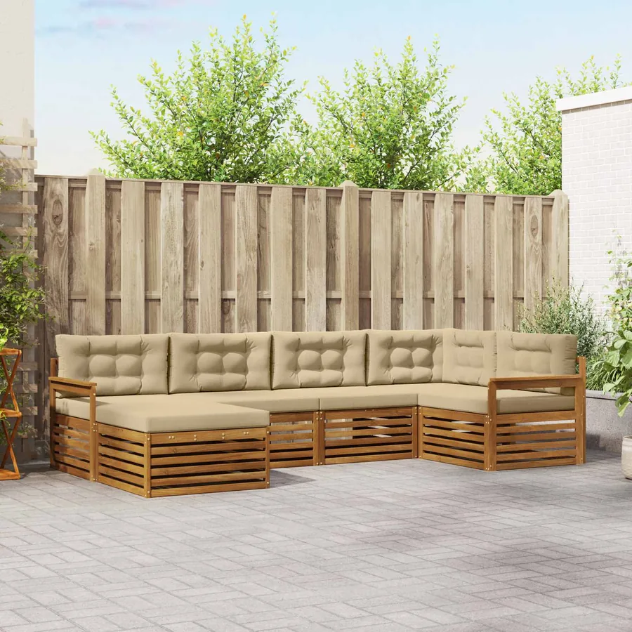 Ensemble de canapés d'extérieur 6 pcs Naturel et Beige