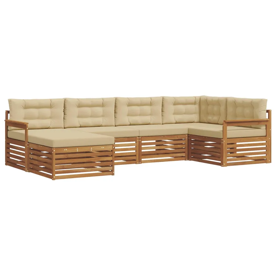 Ensemble de canapés d'extérieur 6 pcs Naturel et Beige - 2