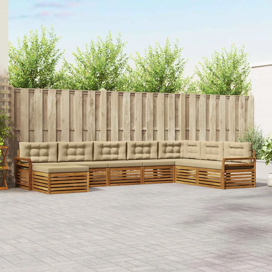 Ensemble de canapés d'extérieur 8 pcs Naturel et Beige