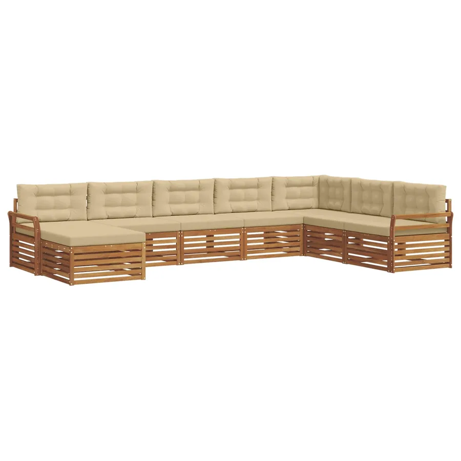 Ensemble de canapés d'extérieur 8 pcs Naturel et Beige - 2