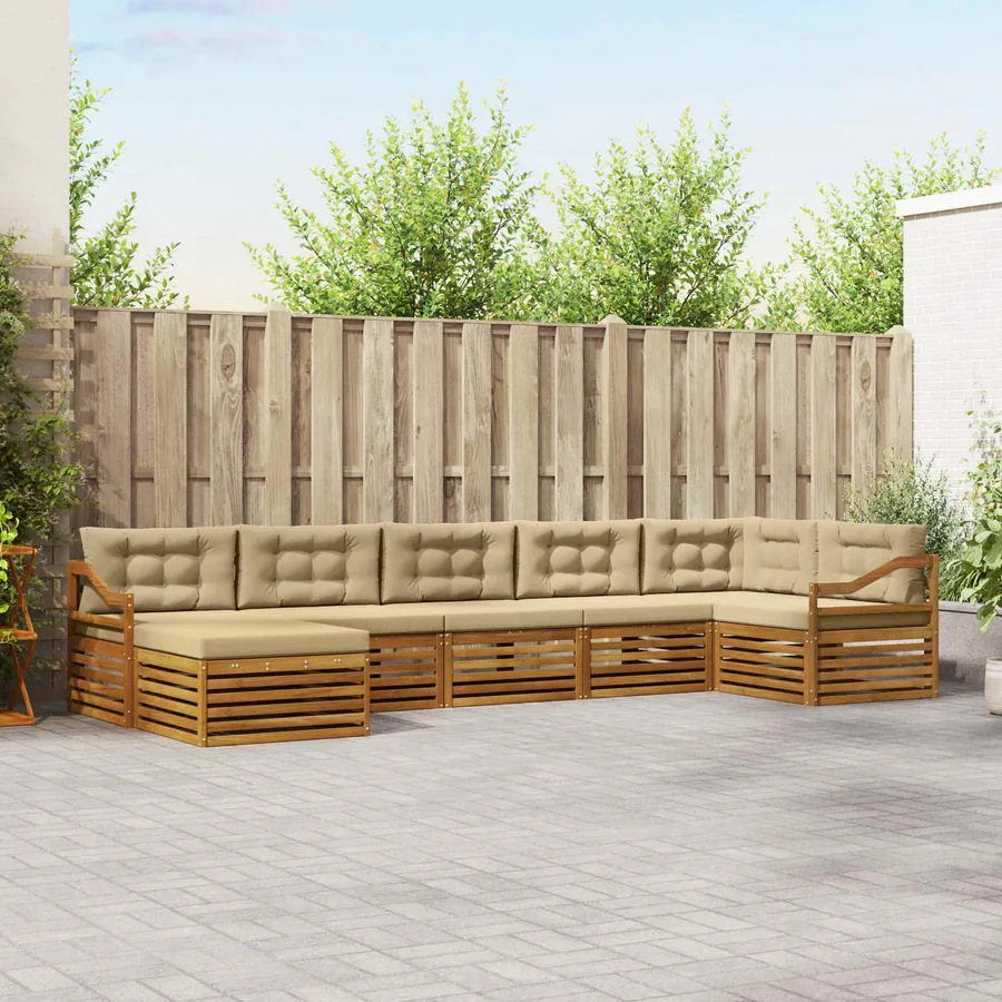 Ensemble de canapés d'extérieur 7 pcs Naturel et Beige