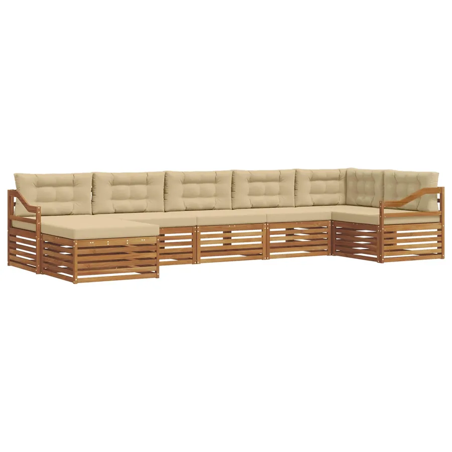 Ensemble de canapés d'extérieur 7 pcs Naturel et Beige - 2