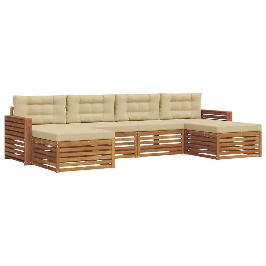 Ensembles de canapés avec coussin 6 pcs Naturel et Beige - 2