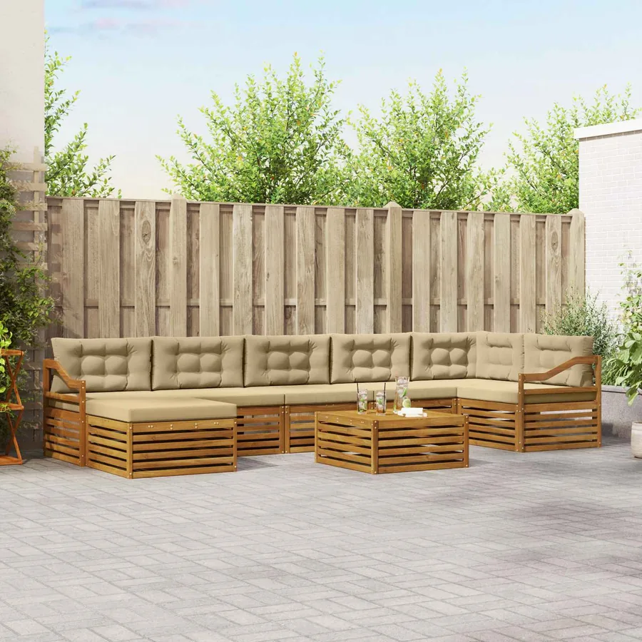 Ensemble de canapés d'extérieur 8 pcs Naturel et Beige