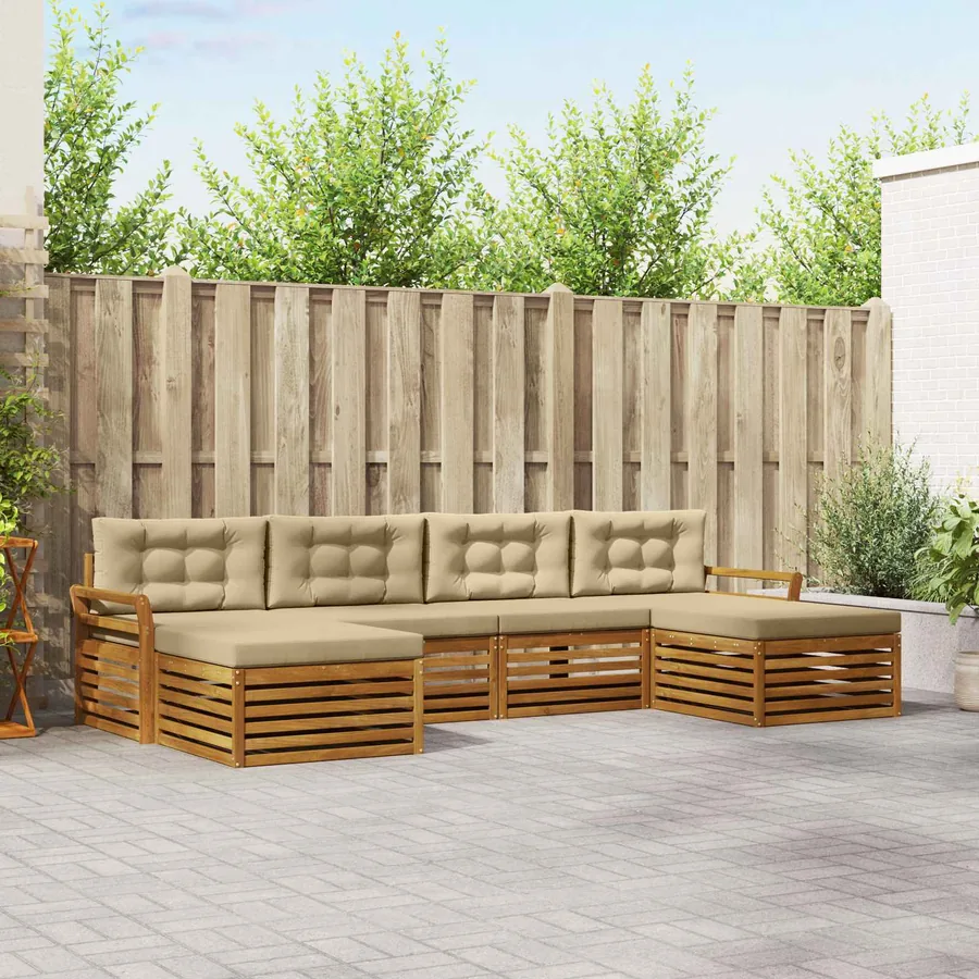 Ensembles de canapés avec coussin 6 pcs Naturel et Beige