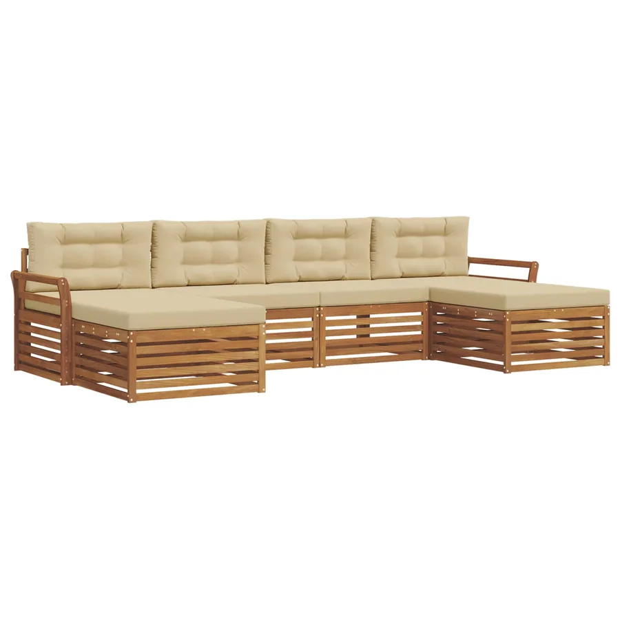 Ensembles de canapés avec coussin 6 pcs Naturel et Beige - 2
