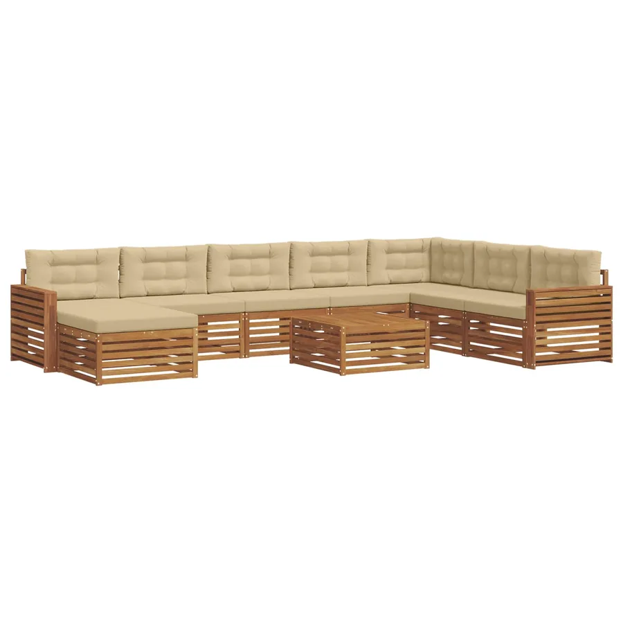 Ensemble de canapés d'extérieur 9 pcs Naturel et Beige - 2