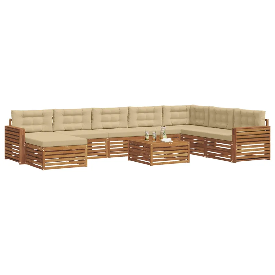 Ensemble de canapés d'extérieur 9 pcs Naturel et Beige - 3