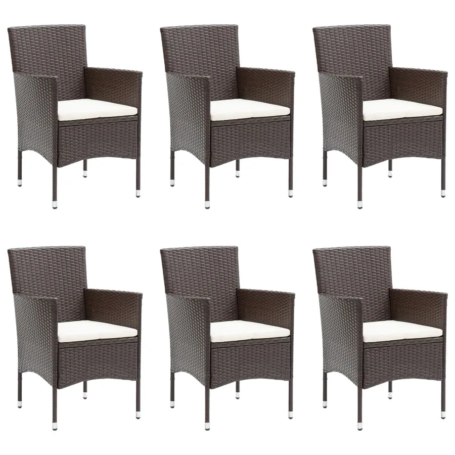 Ensemble à manger de jardin 7 pcs Résine tressée Marron - 3